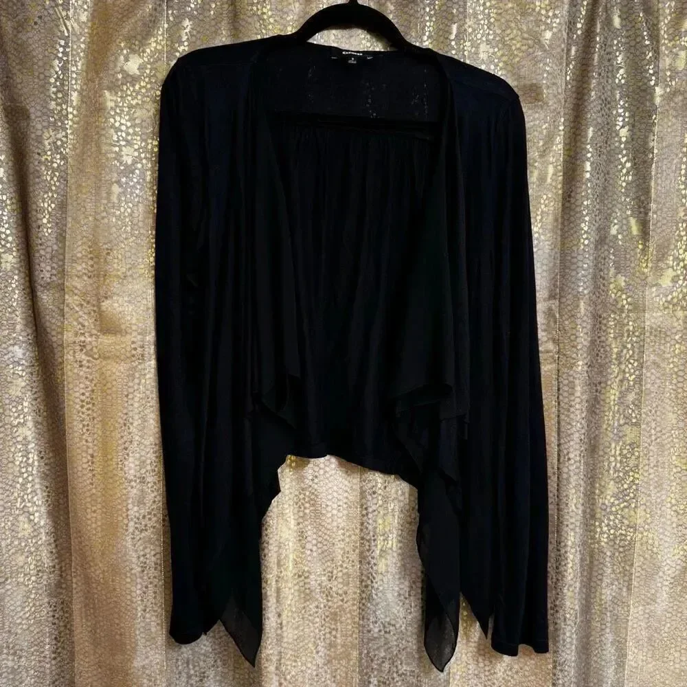 Express Black Waterfall Style Light Sweater Cardigan Over-piece Small